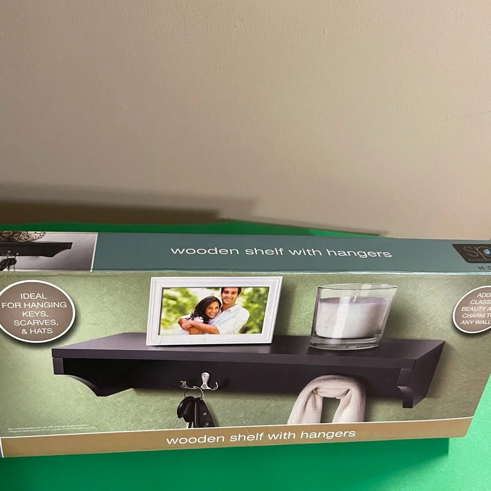 SARAH PEYTON HOME Wooden Shelf & Photo Cube with Clock Bundle